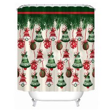180cm Christmas Bells Waterproof Polyester Shower Curtain Bathroom Decor 12 Hook