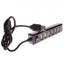 7 USB interfaces portable usb 2.0 ports hub, with switch, Black