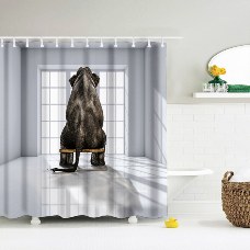 Creative Elephant Pattern Polyester Bathroom Shower Curtain W/12 Plastic Hooks