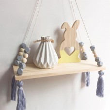 Bedroom Wall Shelf Wood Beads Storage Shelf Hanging Swing Shelf Home Decor