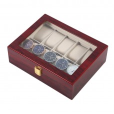 Practical 10 Grids Wooden Watch Box Jewelry Display Collection Storage Case