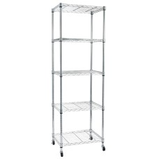 5-Tier Wire Shelving with Wheels for Garage Kitchen