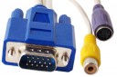 HD/DB-15 15-pin VGA Male to Video TV / S-Video + RCA Video Out Female Adapter Cable