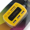 Card Reader 3 Ports USB 2.0 Hub CF M2 MMC MS SD Yellow