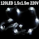 White 120-LED String Lamp Light (1.5x1.5m) for Christmas & Halloween Wedding