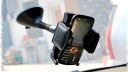 Leather rotating suction cup car mobile phone holder / navigator frame