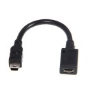 Universal Mini USB Male to Micro USB Female Converter Short Cable -Black