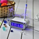 LCD Digital Alarm Clock Thermometer + 4-Port USB HUB + Message Board Green Light