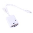 Newest micro USB to VGA audio MHL adapter cable white