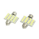 2 Pcs Car White 1210 3528 SMD 16-LED Festoon Dome Light Lamp DE3175 DE3021 Bulb 31mm
