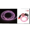 1M Flexible Pink EL Neon Glow Lighting Strip Rope + Charger for Car