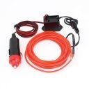 Vehicle Xmas Flexible Decoration EL Wire Red 3m Neon Lamp w Car Charger