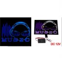 Car Windshield Headset Pattern Music Control Equalizer Blue Flash Light Sticker