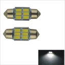 Festoon 31mm-5630-6SMD 3W 300lm LED Car Reading Light / Roof Lamp / Dome Bulb(White 2PCS)