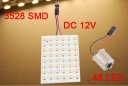 Warm White 48 LED Panel 3528 SMD Car Dome Light Lamp + BA9S 1156 Adapter