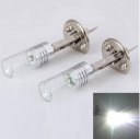 H1 Glass Shell 7W CREE LED White Light Bulb Car Turn Signal Light Back-up Warning Lamp - 2pcs