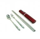 Aluminum shell pen type stainless steel cutlery three piece set