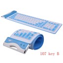 107B  USB  Flexible Silicone Keyboard Portable Silicone Waterproof Foldable Flex
