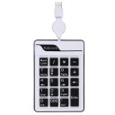 Laptop/N Flexible Black & White USB Keyboard Numeric Number Keypad 19 Keys 