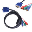 PC Laptop HD TV 2015 1.5m VGA to 3 RCA Component Video Cable Lead Converter 