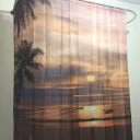 Sunset Coconut Shower Curtain Stylish Family Bathroom Shower Curtain Ring Pull