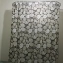 Pebbles Pattern Family Bathroom Shower Curtain Simple Polyester 12pcs Ring Pull