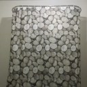 Pebbles Pattern Family Bathroom Shower Curtain Simple Polyester 12pcs Ring Pull