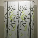 Bamboo Pattern Family Bathroom Shower Curtain Simple Polyester 12pcs Ring Pull