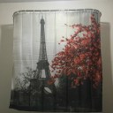 The Eiffel Tower Family Bathroom Shower Curtain Simple Polyester 12pcs Ring Pull