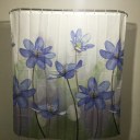 Polyester Shower Curtain Purple Blue Big Flower Bathroom Curtain Waterproof