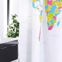 World Map Pattern Design Bathroom Polyester Shower Curtain Waterproof 12 Hooks