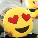 Super Soft Emoji Smiley Emoticon Stuffed Plush Yellow Round Toy Pillow Cushion