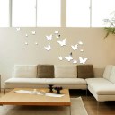 Acrylic Silver Butterfly Mirror Home Art Wall Sticker Different Sizes 20 pcs 