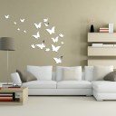Acrylic Silver Butterfly Mirror Home Art Wall Sticker Different Sizes 20 pcs 