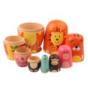 5pcs Animal Russian Doll Matryoshka Wooden Hand Pain t Animal Pattern For Child