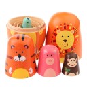 5pcs Animal Russian Doll Matryoshka Wooden Hand Pain t Animal Pattern For Child