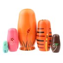 5pcs Animal Russian Doll Matryoshka Wooden Hand Pain t Animal Pattern For Child