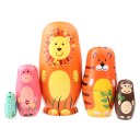 5pcs Animal Russian Doll Matryoshka Wooden Hand Pain t Animal Pattern For Child