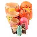 5pcs Animal Russian Doll Matryoshka Wooden Hand Pain t Animal Pattern For Child