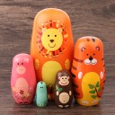5pcs Animal Russian Doll Matryoshka Wooden Hand Pain t Animal Pattern For Child