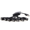 480MPS High Speed USB 2.0 7-port Cable Hub For PC Black