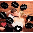 Wedding Photo Booth Props happy words on a Stick For Wedding Party Photography