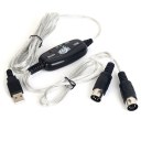 USB IN-OUT MIDI Interface Cable Converter PC to Music Keyboard Adapter Cord