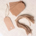 50x Brown Kraft Paper Hang Tags Wedding Party Favor Punch Label Price Gift Cards