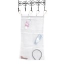 Mesh Bathroom Shower Organizer Hanging 6 Pocket Hanger Storage Caddy With 4 Hook