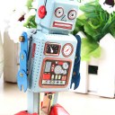 Vintage Mechanical Clockwork Wind Up Metal Walking ROBOT TIN Toy Kids Gift