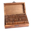 70pcs Multi-purpose Alphabet Letter Number Wood Rubber Stamps Set Wooden Box