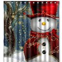 180*180cm 3D Christmas Snowman Waterproof Bathroom Fabric Shower Curtain Decor