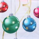 Christmas Ornaments Balls Red Green Polyester Shower Curtain Holiday Bathroom