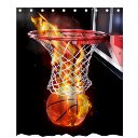Fashion Flaming Basketball Polyester Waterproof Shower Curtain Rings + 12 Hooks